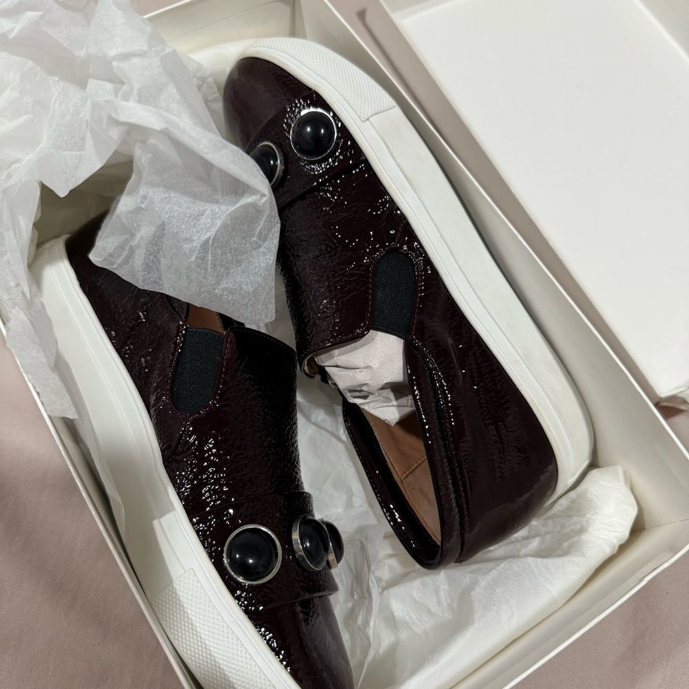 Alberto Fermani Women’s Leather Stud Sneakers in Bordeaux- 36